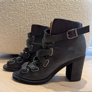 Black Jeffrey Campbell Salazar Leather Heel Lace Up - Size 8